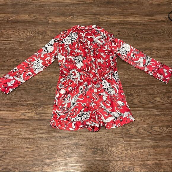 Victoria’s Secret Satin One Piece Romper Pajama Set Red Black White Size XS - Picture 16 of 16